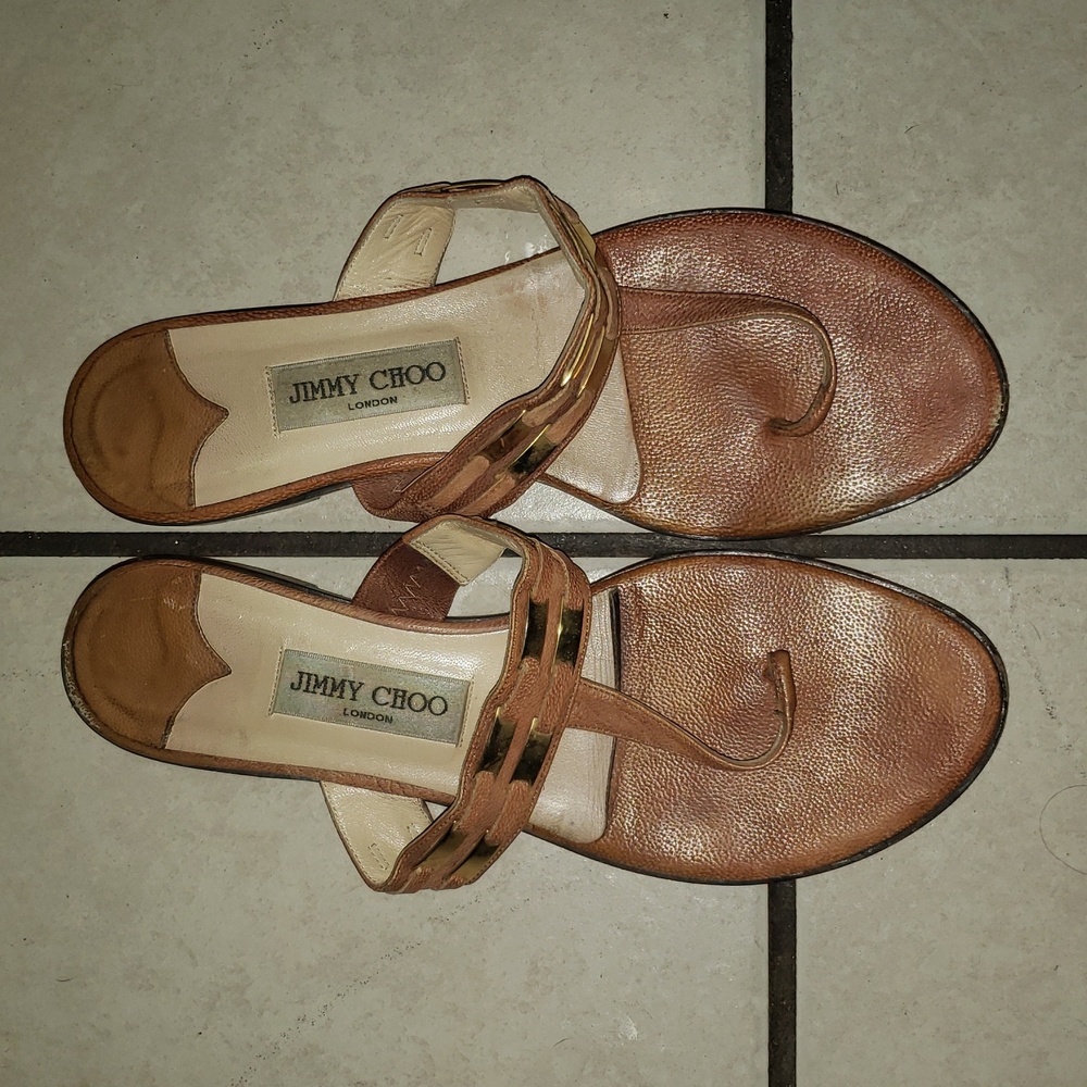 Jimmy Choo Tan Leather Women's Sandals